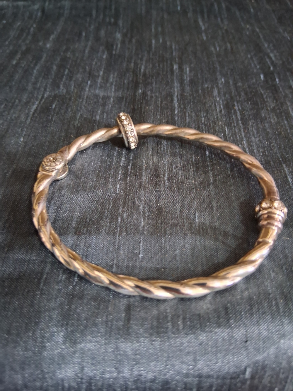 Brighton Shimmer Hinged Bangle Bracelet Silver Plated Crystal Twist